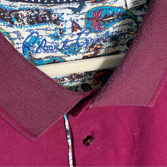 Robert Graham Men's Purple Red Lucifer Short Sleeve Knit Polo Shirt 35493 - Picture 5 of 15